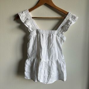 White Ruffled Women's Cotton Top